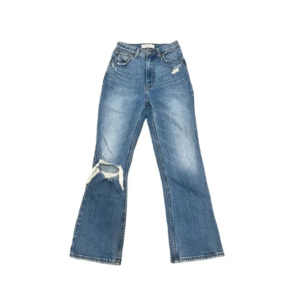 Abercrombie & Fitch Distressed Blue Wide Leg Jeans - Picture 3 of 8